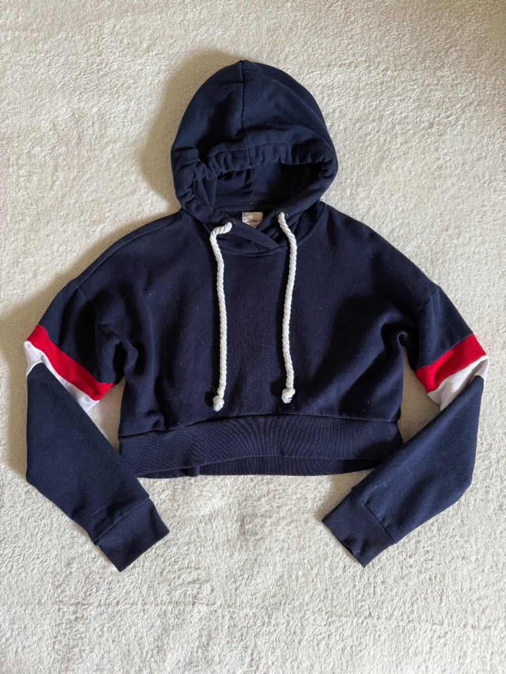 Ardene Cropped Hoodie - Blue & Red